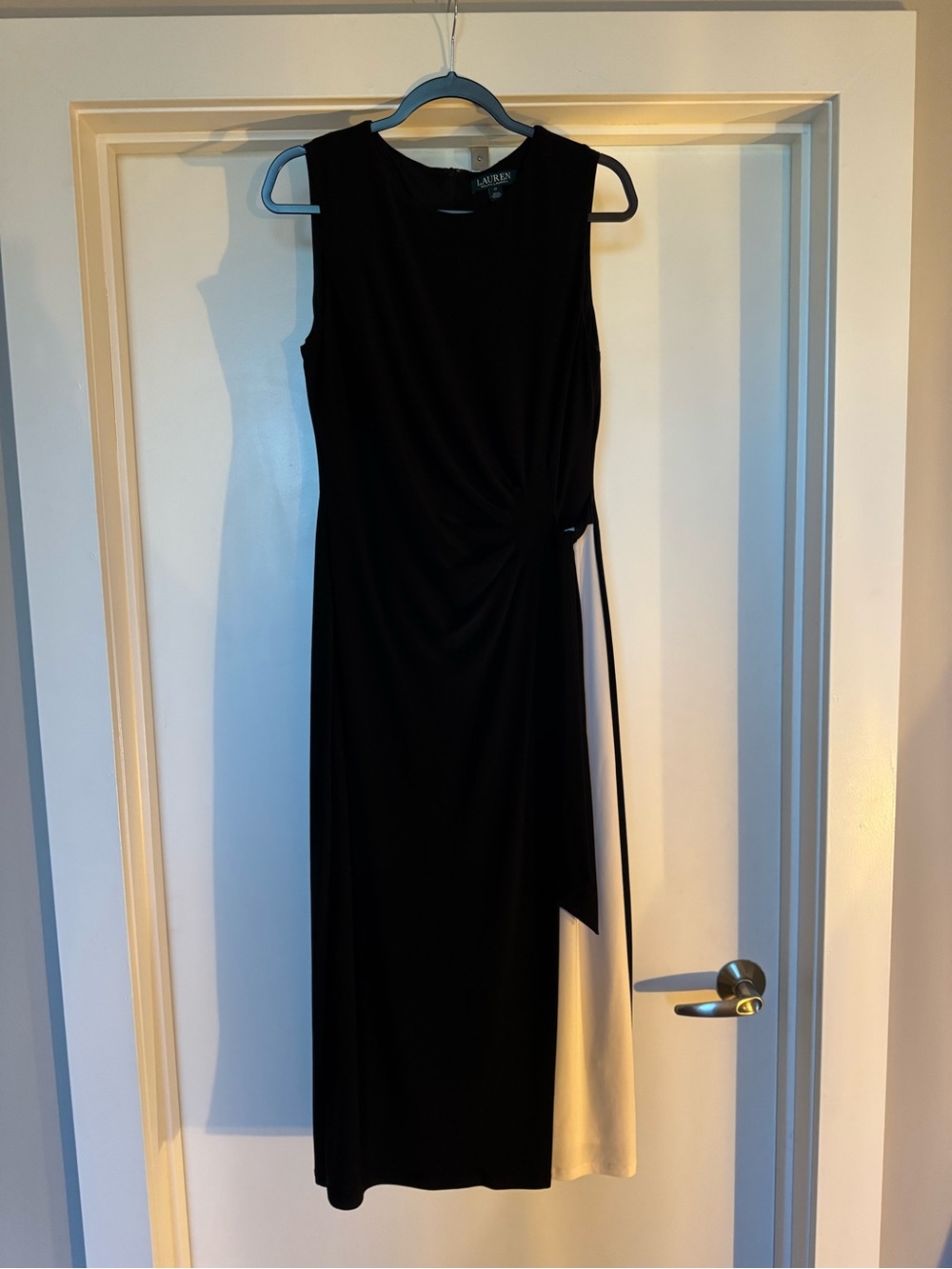 Ralph Lauren Black Sleeveless Midi Dress with Side Tie
